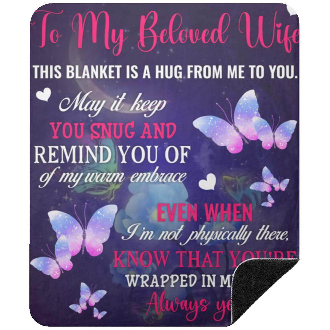 To My Beloved Wife Premium Black Sherpa Blanket | This Blanket Is a Hug From Me To You | 50x60