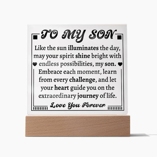 To My Son | Acrylic Square Plaque | Learn From Every Challenge