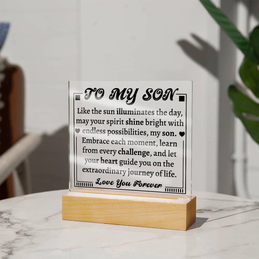 To My Son | Acrylic Square Plaque | Learn From Every Challenge