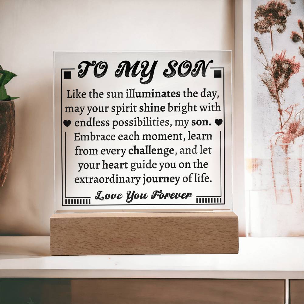 To My Son | Acrylic Square Plaque | Learn From Every Challenge