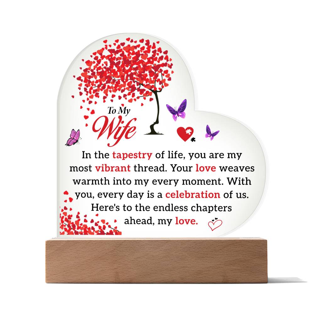To My Wife | Acrylic Heart Plaque | You Are My Most Vibrant Thread | Mother's day