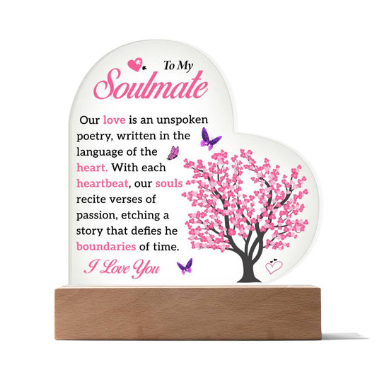 To My Soulmate | Acrylic Heart Plaque | Our Love Is An Unspoken Poetry | Mother's day