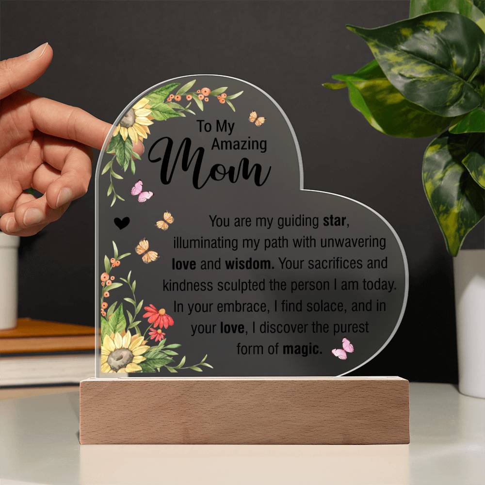 To my Amazing Mom | Acrylic Heart Plaque | You are my Guiding Star | Mother's Day