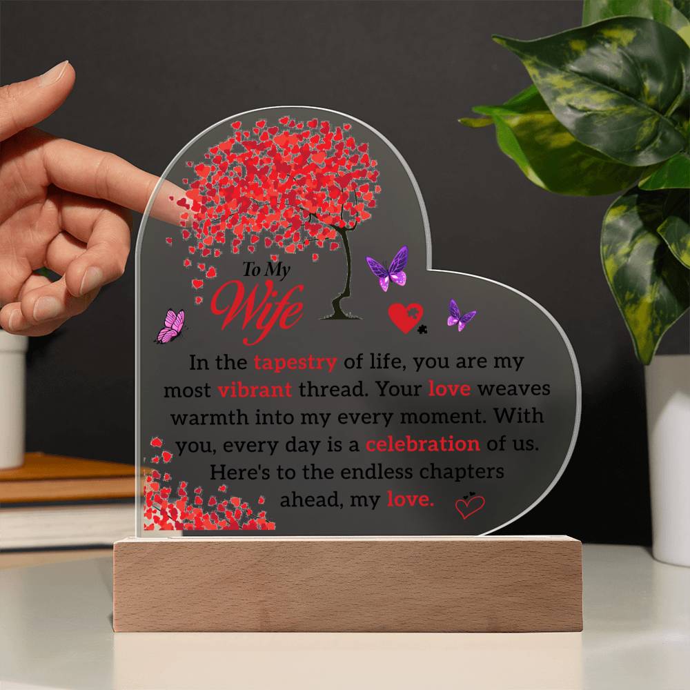To My Wife | Acrylic Heart Plaque | You Are My Most Vibrant Thread | Mother's day