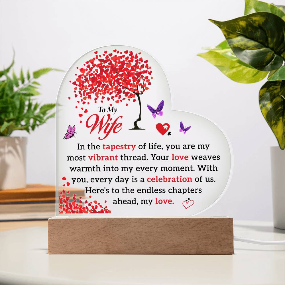 To My Wife | Acrylic Heart Plaque | You Are My Most Vibrant Thread | Mother's day