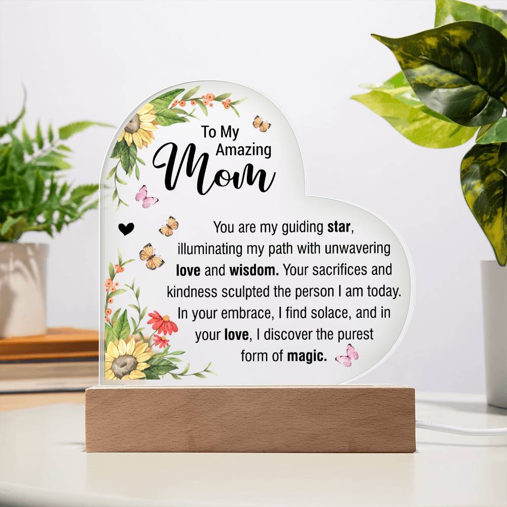 To my Amazing Mom | Acrylic Heart Plaque | You are my Guiding Star | Mother's Day