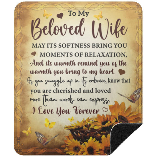 To My Beloved Wife Premium Black Sherpa Blanket | 50x60