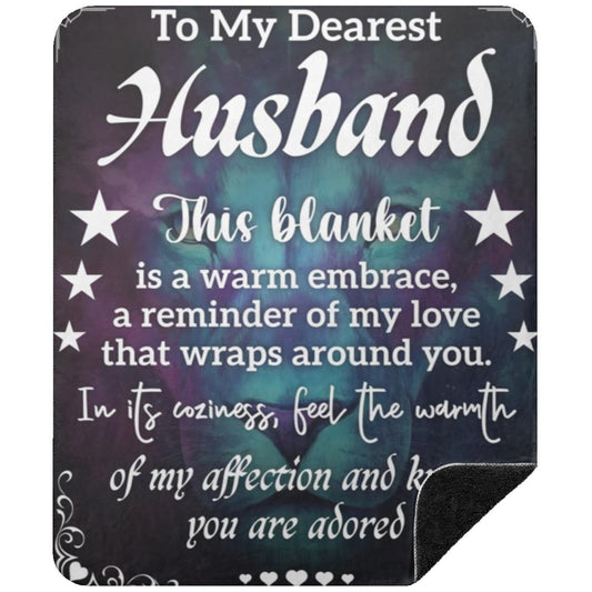 To My Dearest Husband Premium Black Sherpa Blanket | This Blanket I s Warm Embrace | 50x60