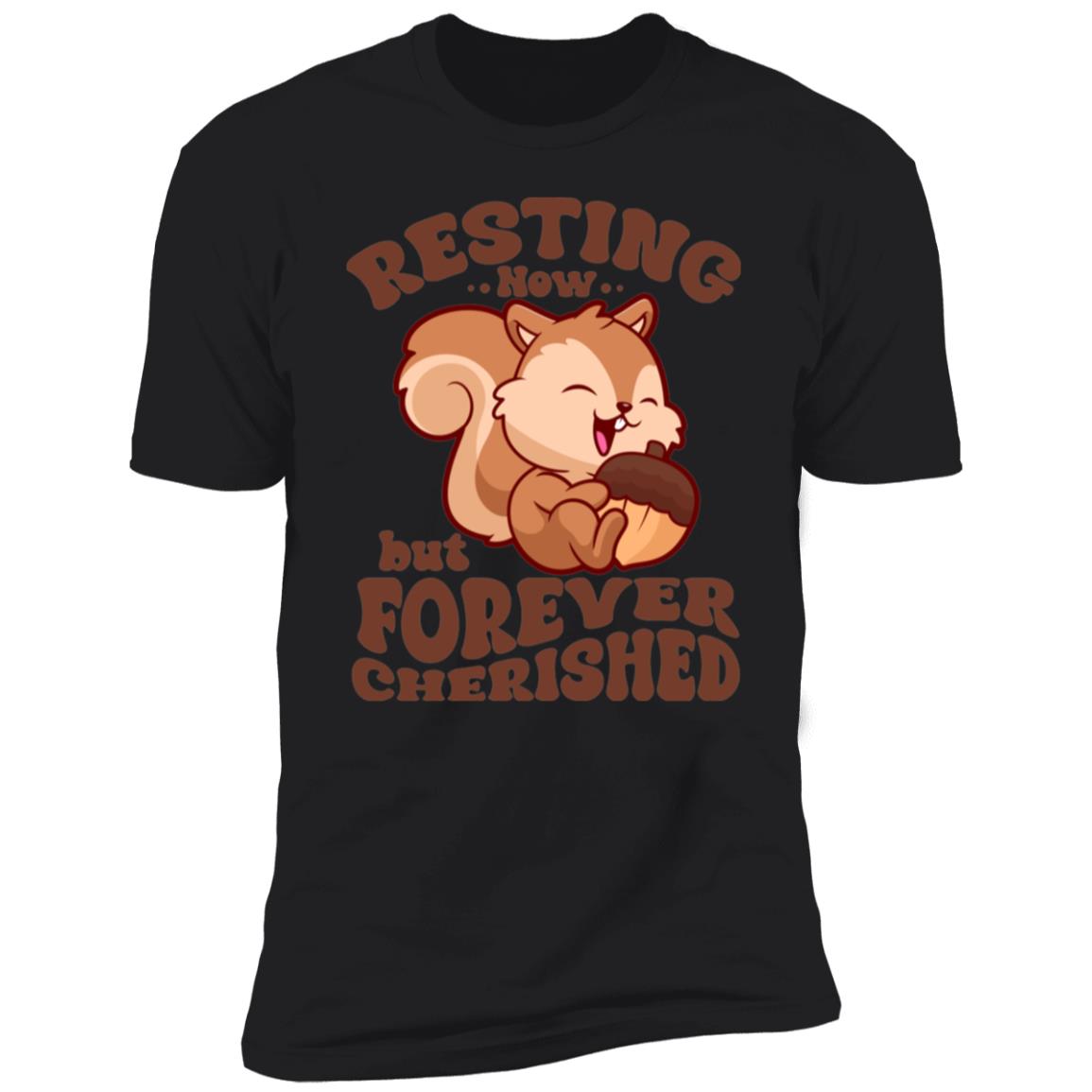 Resting Now but Forever Cherished Memorial Sweatshirt – Cute Squirrel Design, Bereavement Apparel, Remembrance Gift, Sympathy Shirt for Comfort and Support