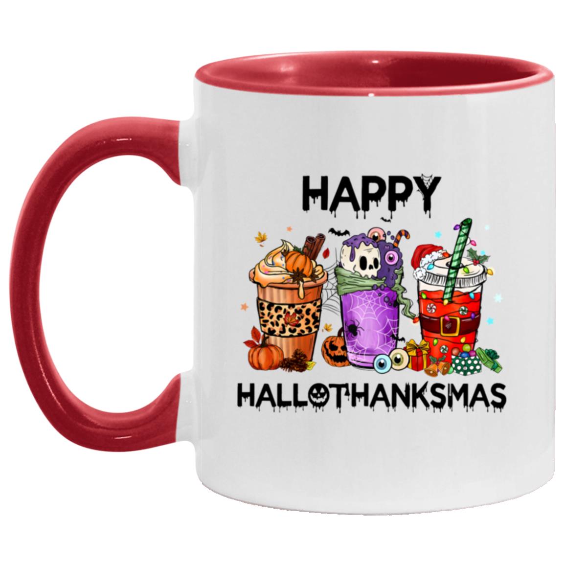 Happy HalloThanksMas Accent Mug | Halloween | Thanksgiving | Christmas