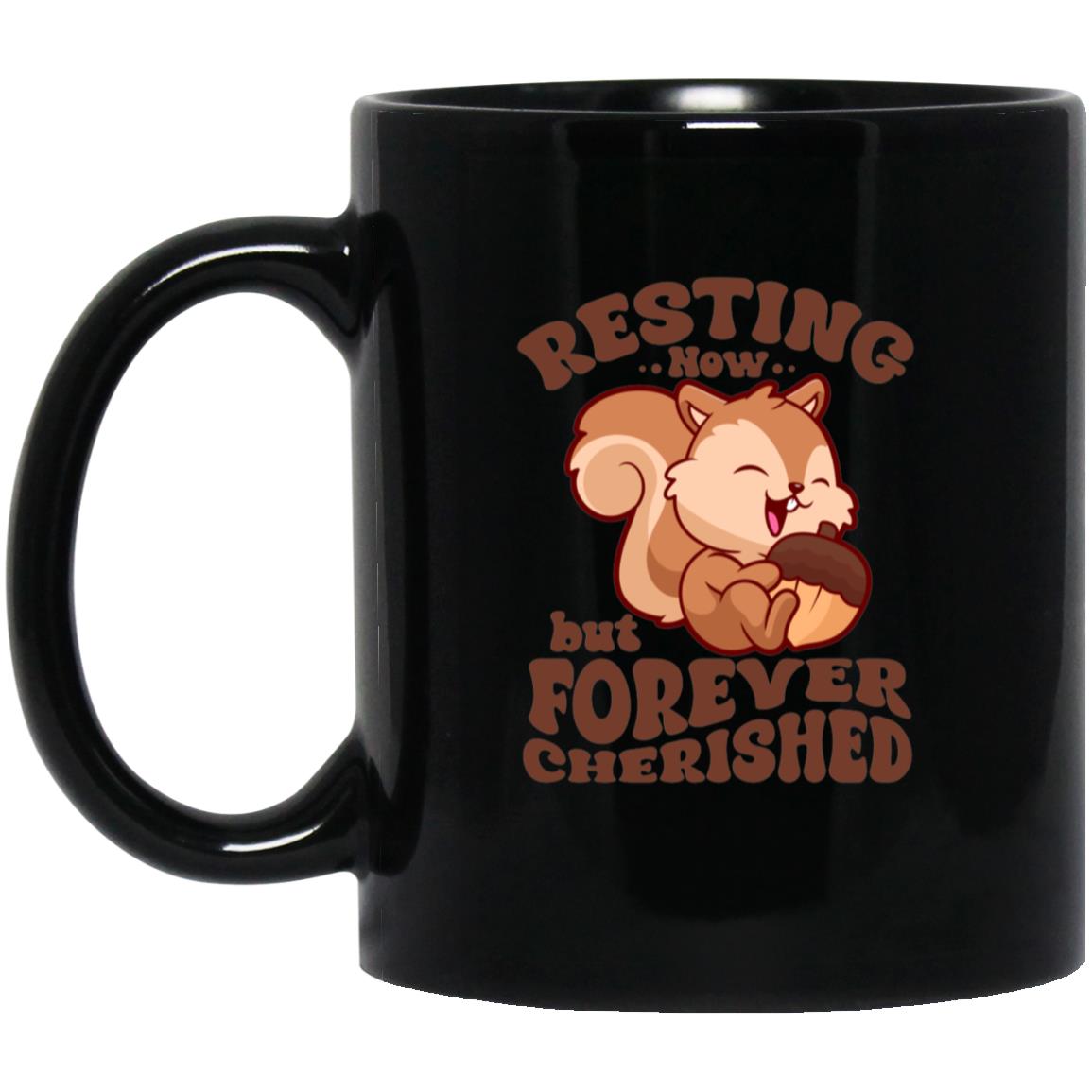 Resting Now but Forever Cherished Memorial Mug – Cute Squirrel Design, Bereavement, Remembrance Gift, Sympathy Mug for Comfort and Support