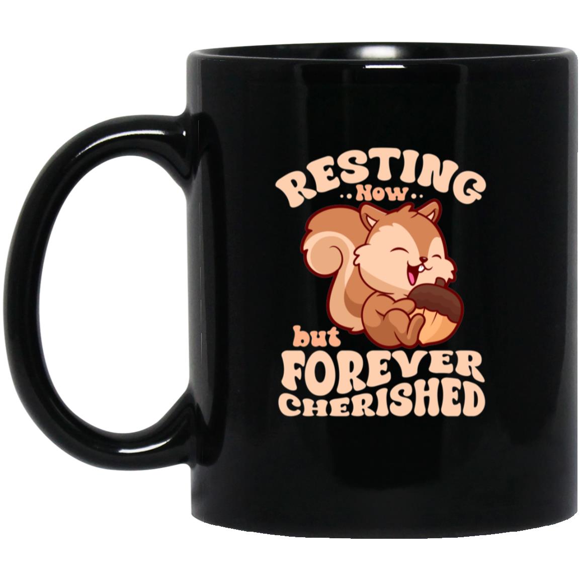 Resting Now but Forever Cherished Memorial Mug – Cute Squirrel Design, Bereavement, Remembrance Gift, Sympathy Mug for Comfort and Support