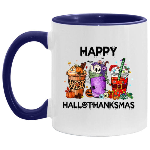 Happy HalloThanksMas Accent Mug | Halloween | Thanksgiving | Christmas