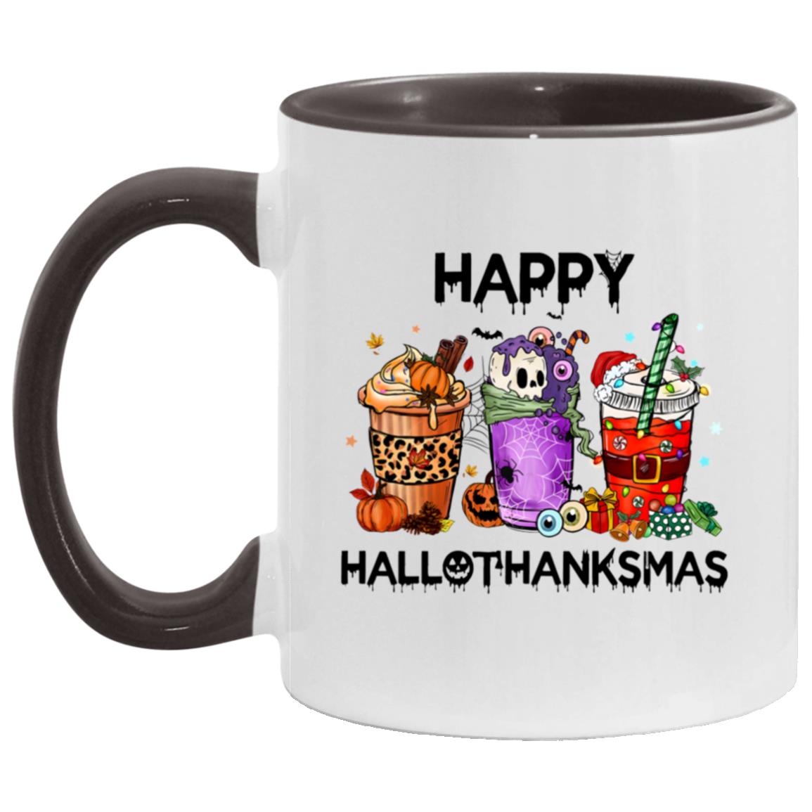 Happy HalloThanksMas Accent Mug | Halloween | Thanksgiving | Christmas