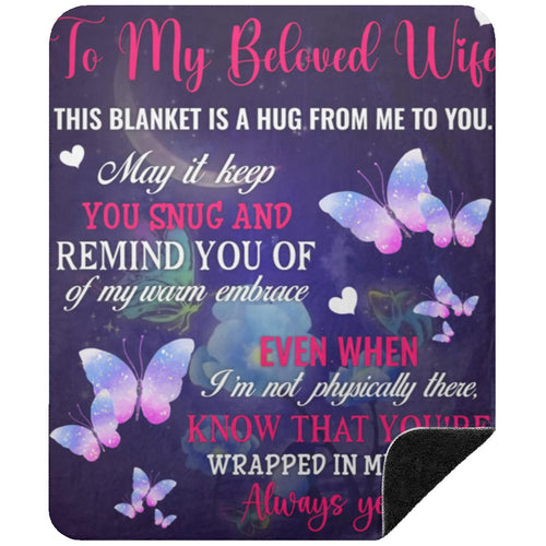 To My Beloved Wife Premium Black Sherpa Blanket | This Blanket Is  a Hug From Me To You | 50x60