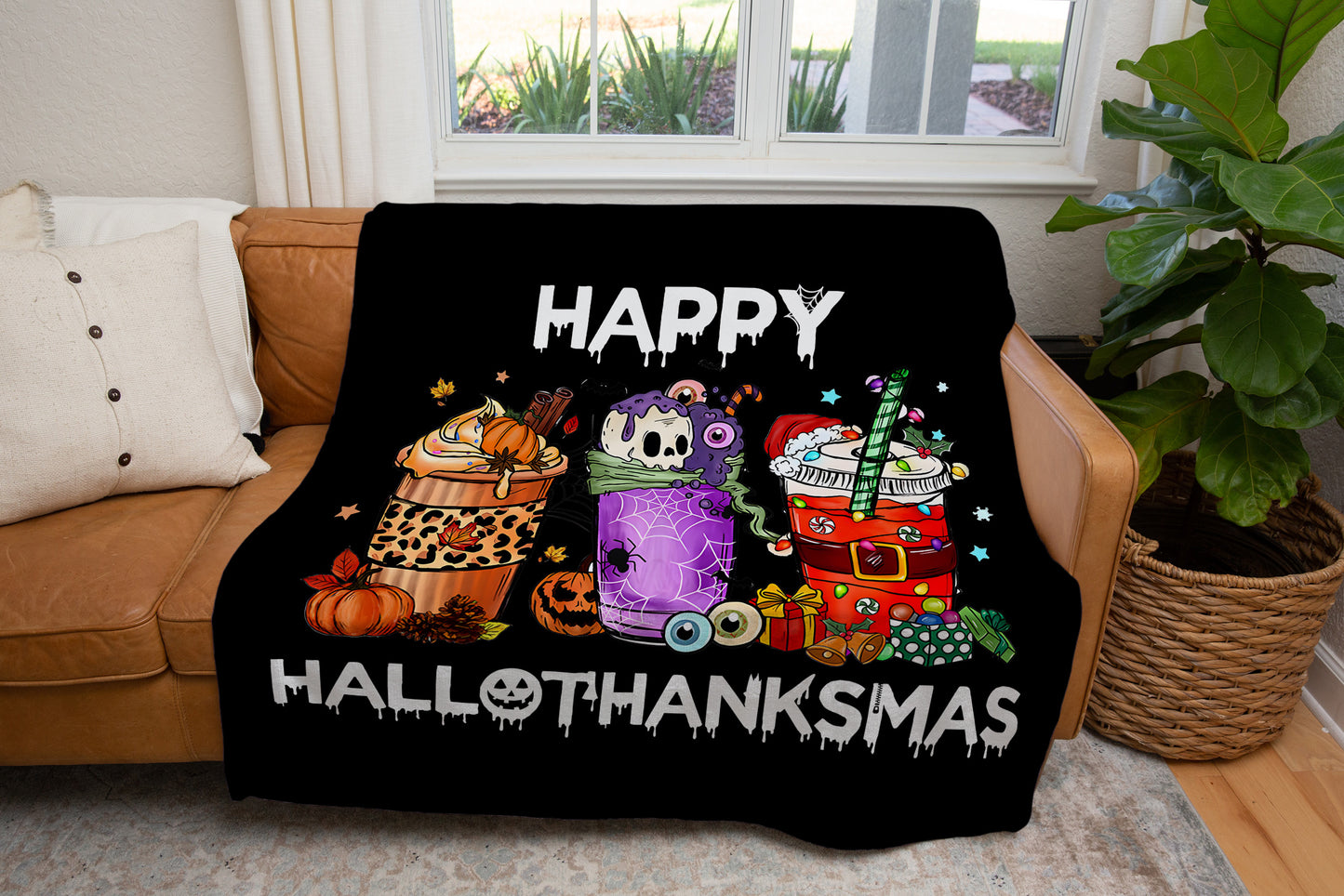 HAPPY HALLOTHANKSMAS BLANKET |HALLOWEEN | THANKSGIVING | HALLOWEEN