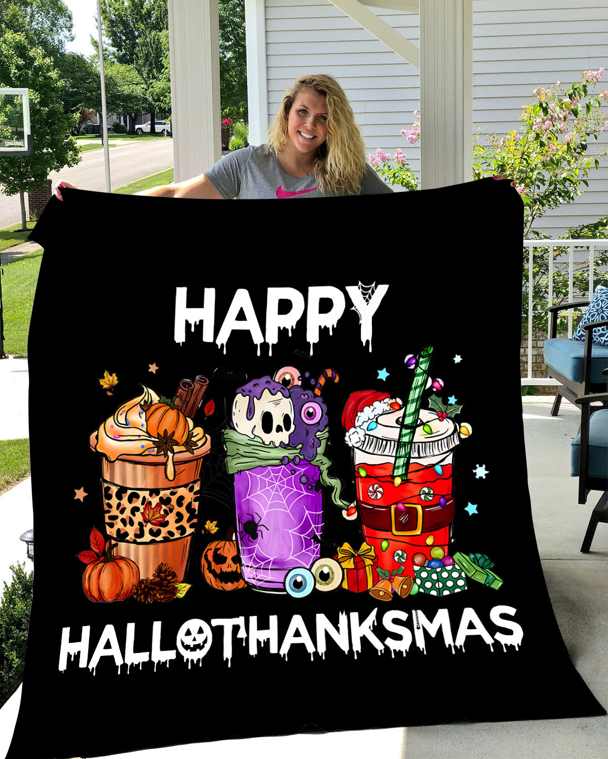 HAPPY HALLOTHANKSMAS BLANKET |HALLOWEEN | THANKSGIVING | HALLOWEEN