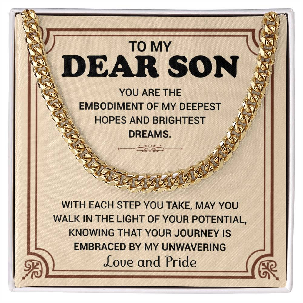 To My Dear Son | Cuban Link Chain | May You Walk In The Light Of Your Potential