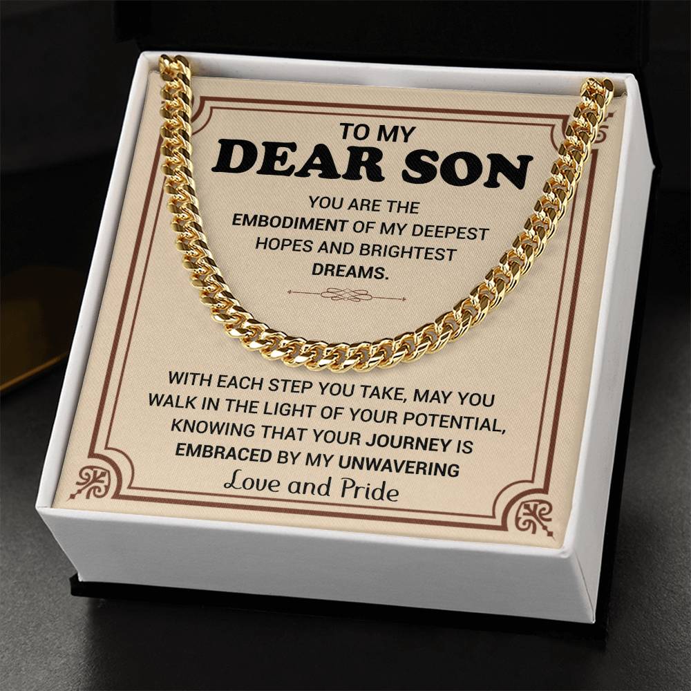 To My Dear Son | Cuban Link Chain | May You Walk In The Light Of Your Potential