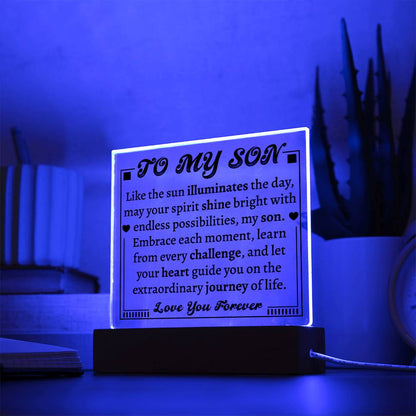 To My Son | Acrylic Square Plaque | Learn From Every Challenge