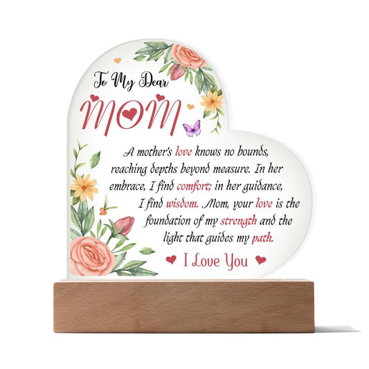 To My Dear Mom | Acrylic Heart Plaque