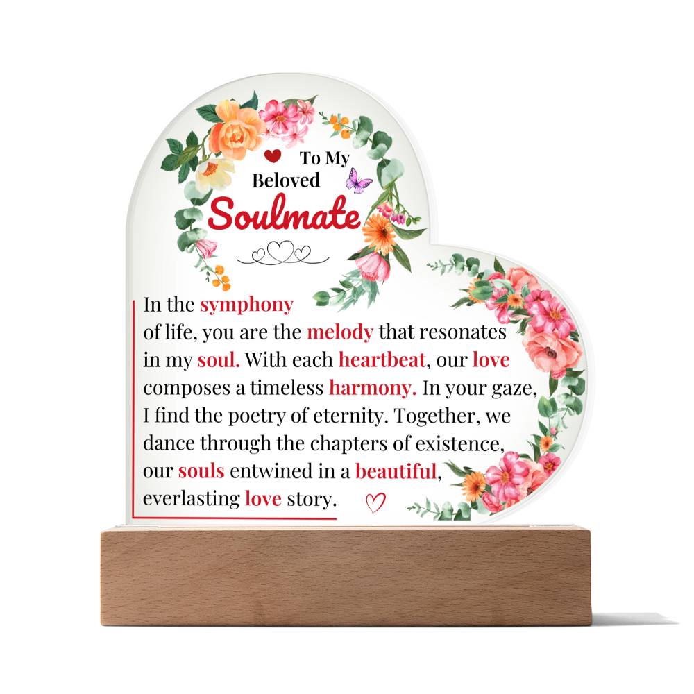 To My Soulmate | Acrylic Heart Plaque | You Are The Melody | Mother's day