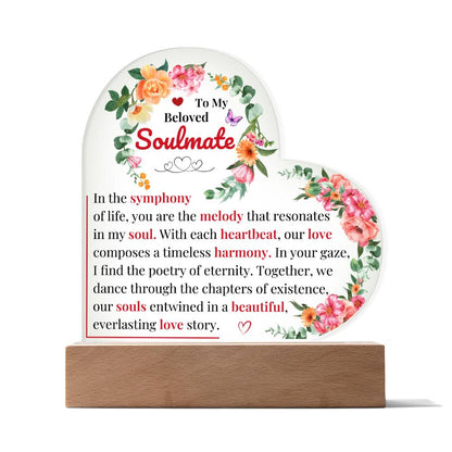 To My Soulmate | Acrylic Heart Plaque | You Are The Melody | Mother's day