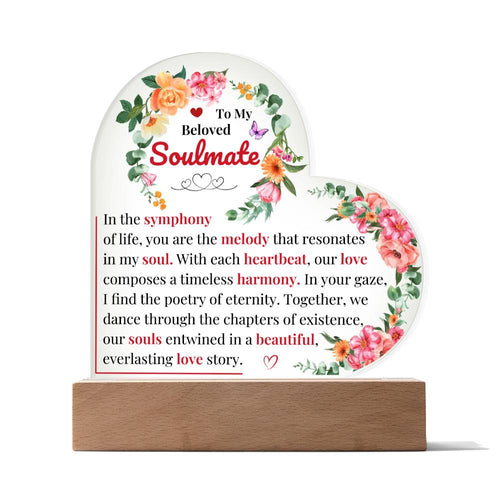 To My Soulmate | Acrylic Heart Plaque | You Are The Melody | Mother's day