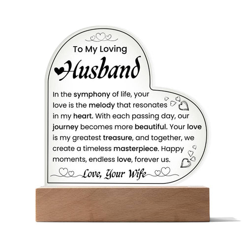 To My Loving Husband | Acrylic Heart Plaque | We Create A Timeless Masterpiece | Father's Day