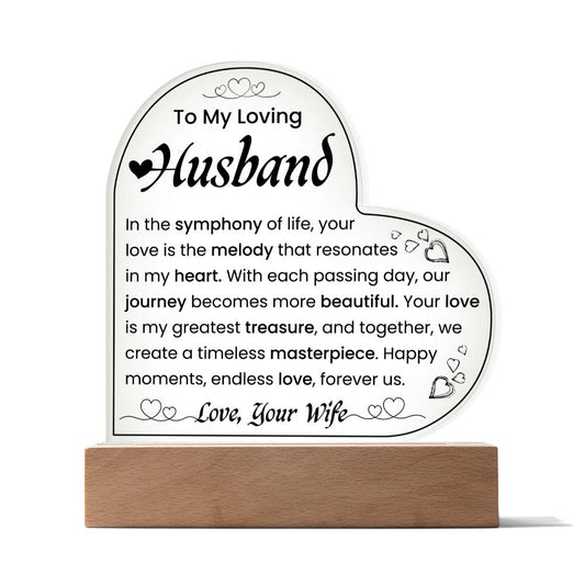 To My Loving Husband | Acrylic Heart Plaque | We Create A Timeless Masterpiece | Father's Day