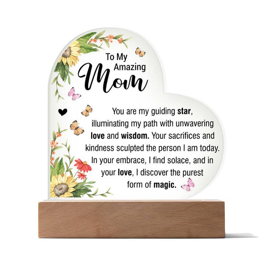 To my Amazing Mom | Acrylic Heart Plaque | You are my Guiding Star | Mother's Day