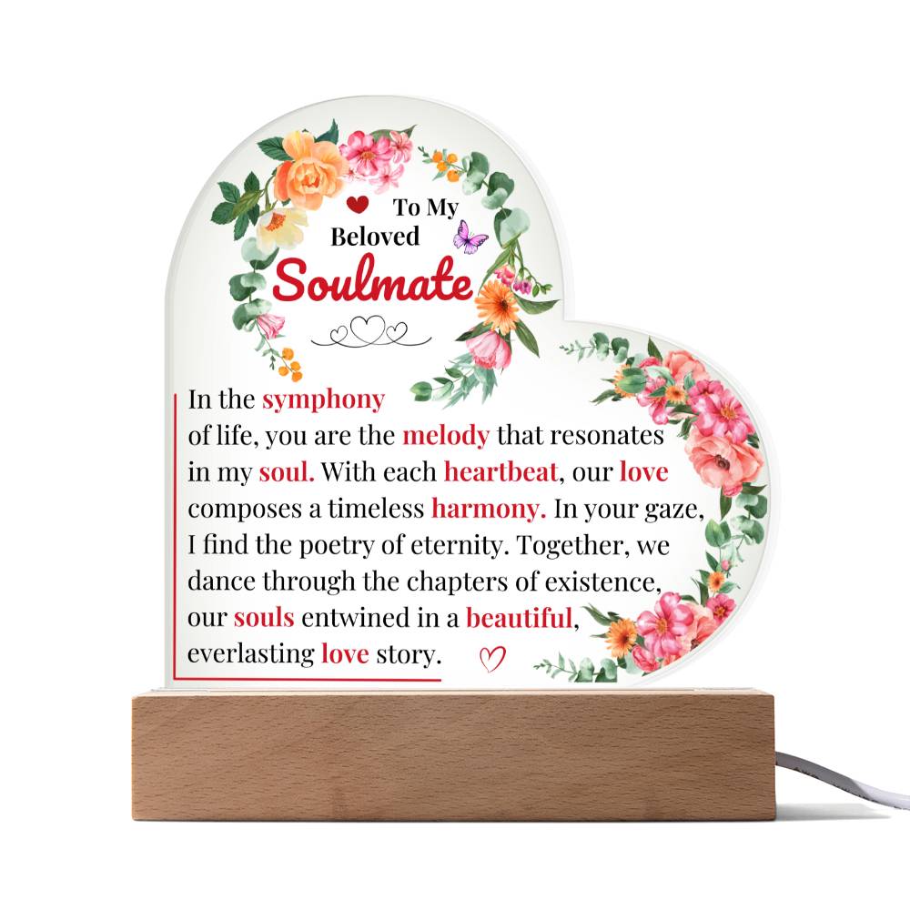 To My Soulmate | Acrylic Heart Plaque | You Are The Melody | Mother's day