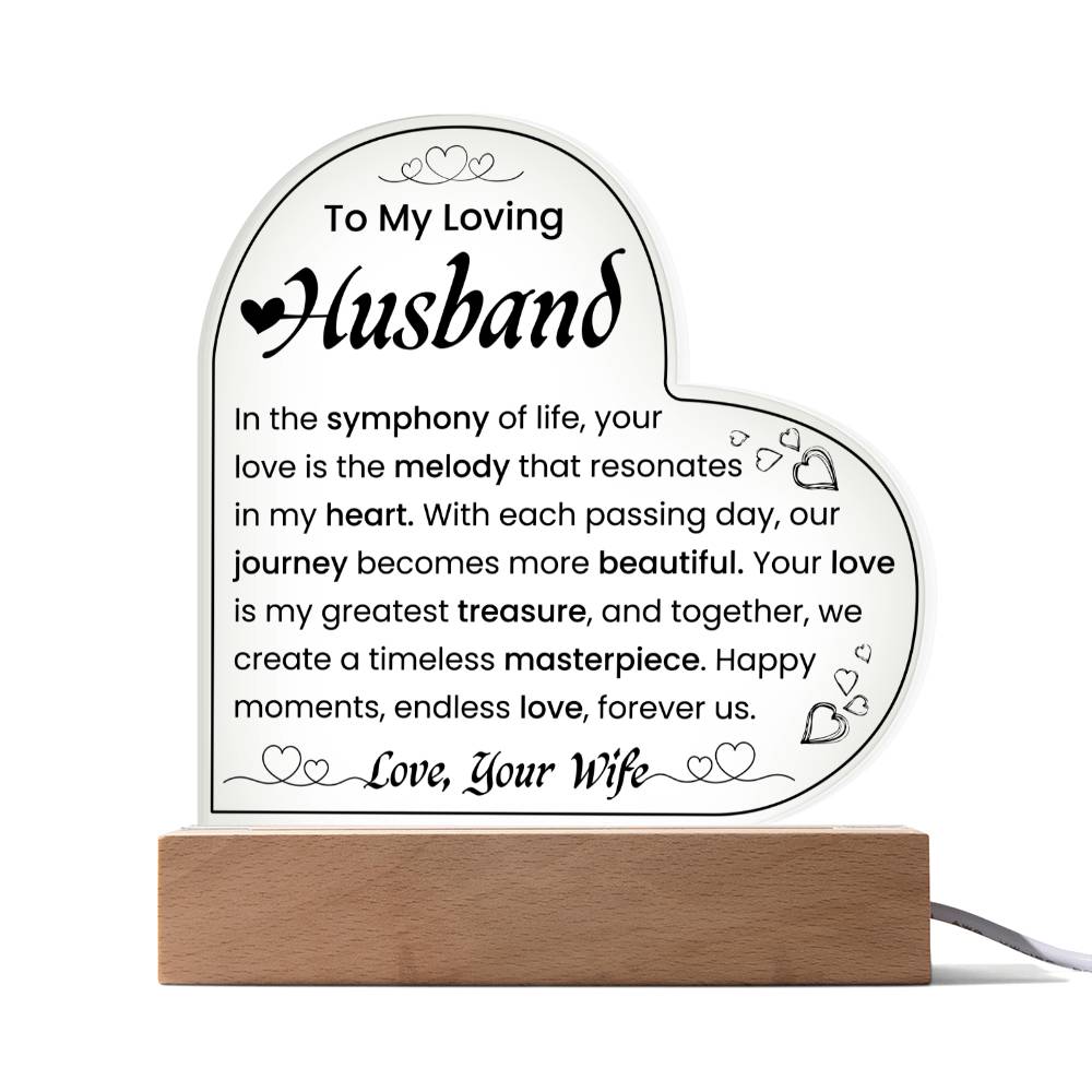 To My Loving Husband | Acrylic Heart Plaque | We Create A Timeless Masterpiece | Father's Day