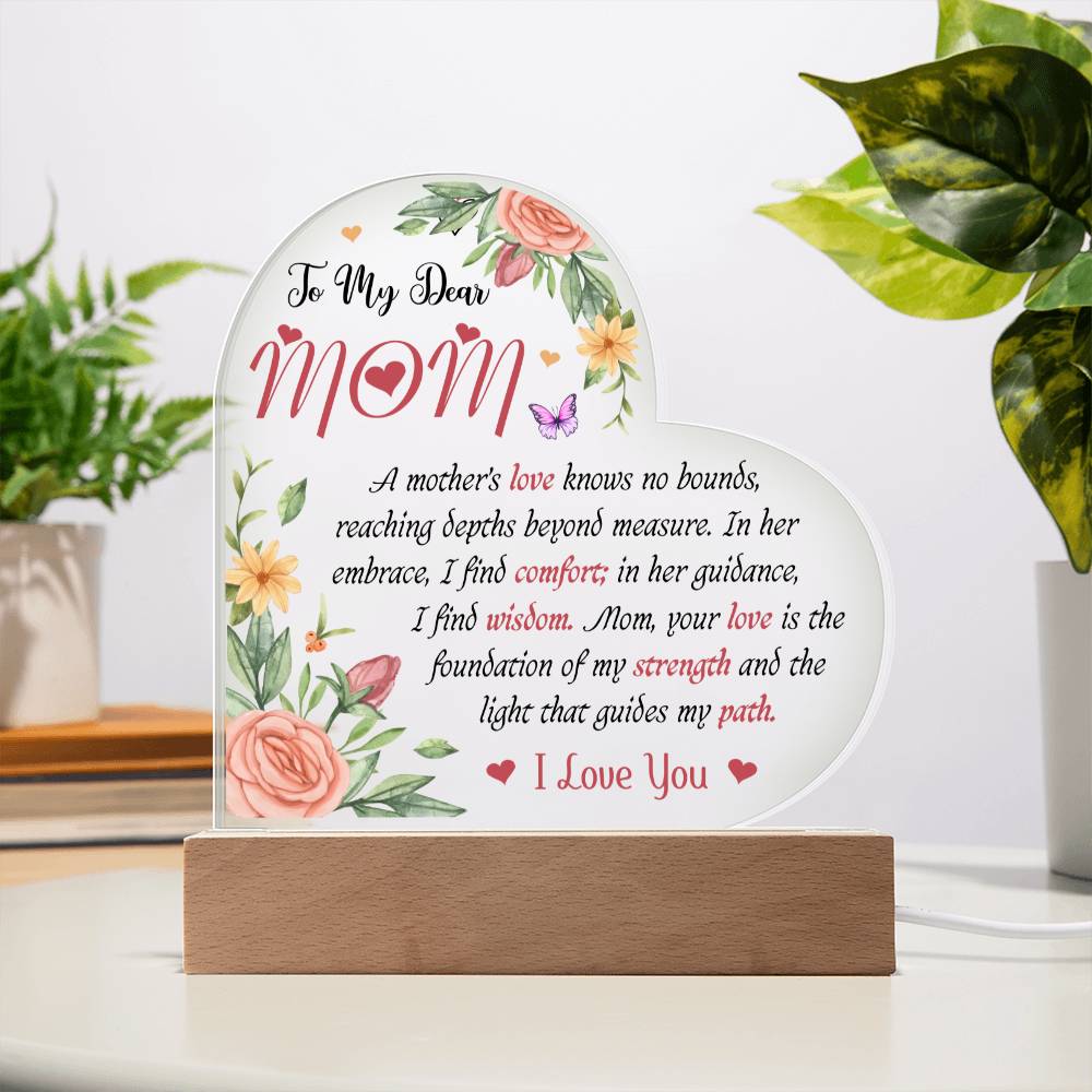 To My Dear Mom | Acrylic Heart Plaque