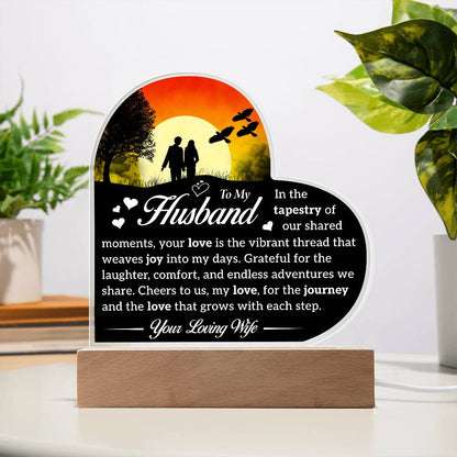 To My Husband | Acrylic Heart Plaque | Grateful For the Laughter