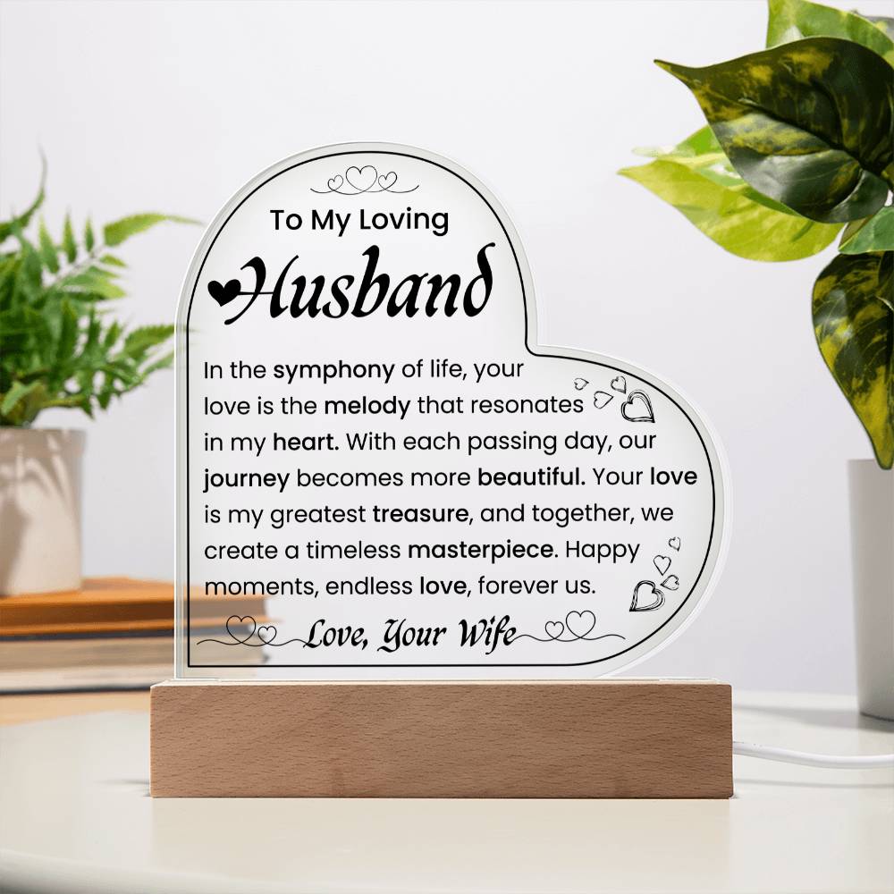 To My Loving Husband | Acrylic Heart Plaque | We Create A Timeless Masterpiece | Father's Day