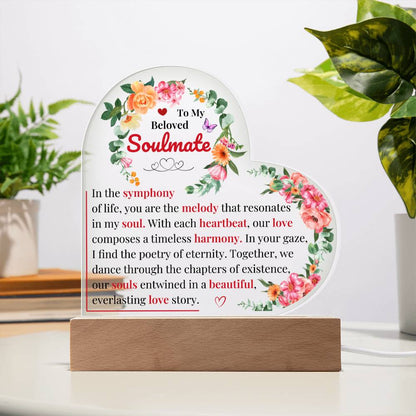 To My Soulmate | Acrylic Heart Plaque | You Are The Melody | Mother's day