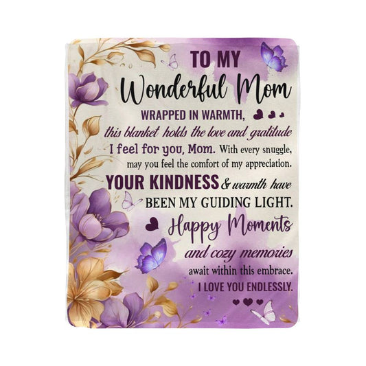 To My Wonderful Mom Blanket | Mother's day Gift, Birthday Gift for Her | Gift From Son or Daughter