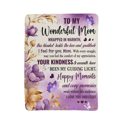 To My Wonderful Mom Blanket | Mother's day Gift, Birthday Gift for Her | Gift From Son or Daughter