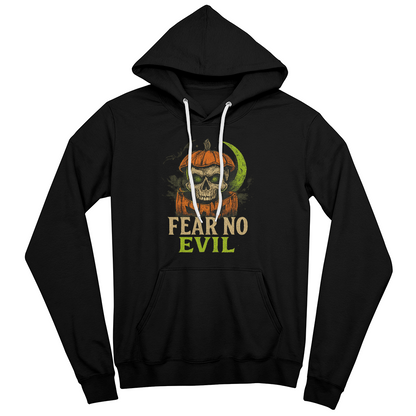Fear No Evil Halloween Hoodie | Scary Skull Pumpkin Hoodie | Spooky Streetwear Unisex Pullover