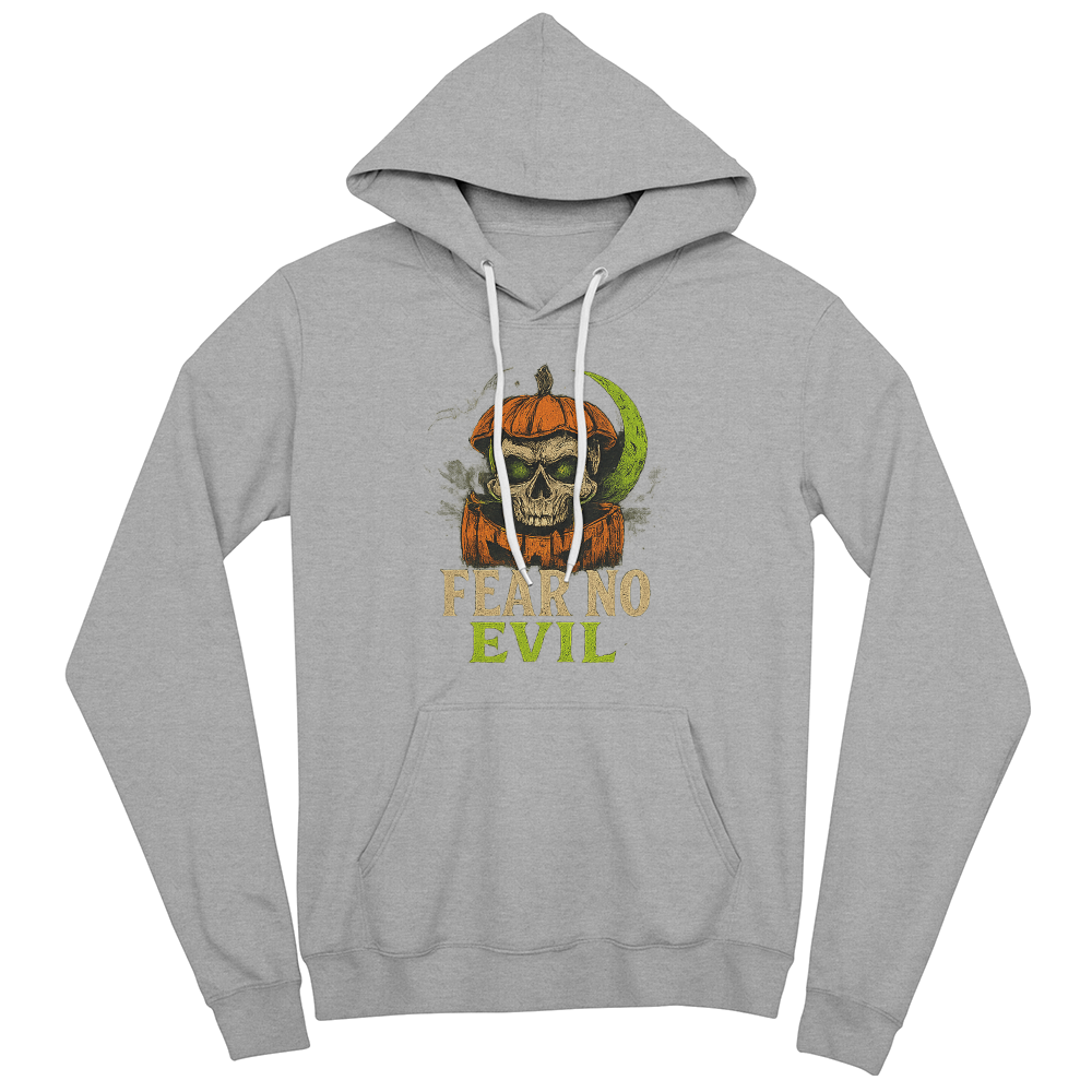 Fear No Evil Halloween Hoodie | Scary Skull Pumpkin Hoodie | Spooky Streetwear Unisex Pullover