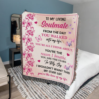 To My Loving Soulmate Premium Black Sherpa Blanket | From The Day you Walked Into My Life |50x60